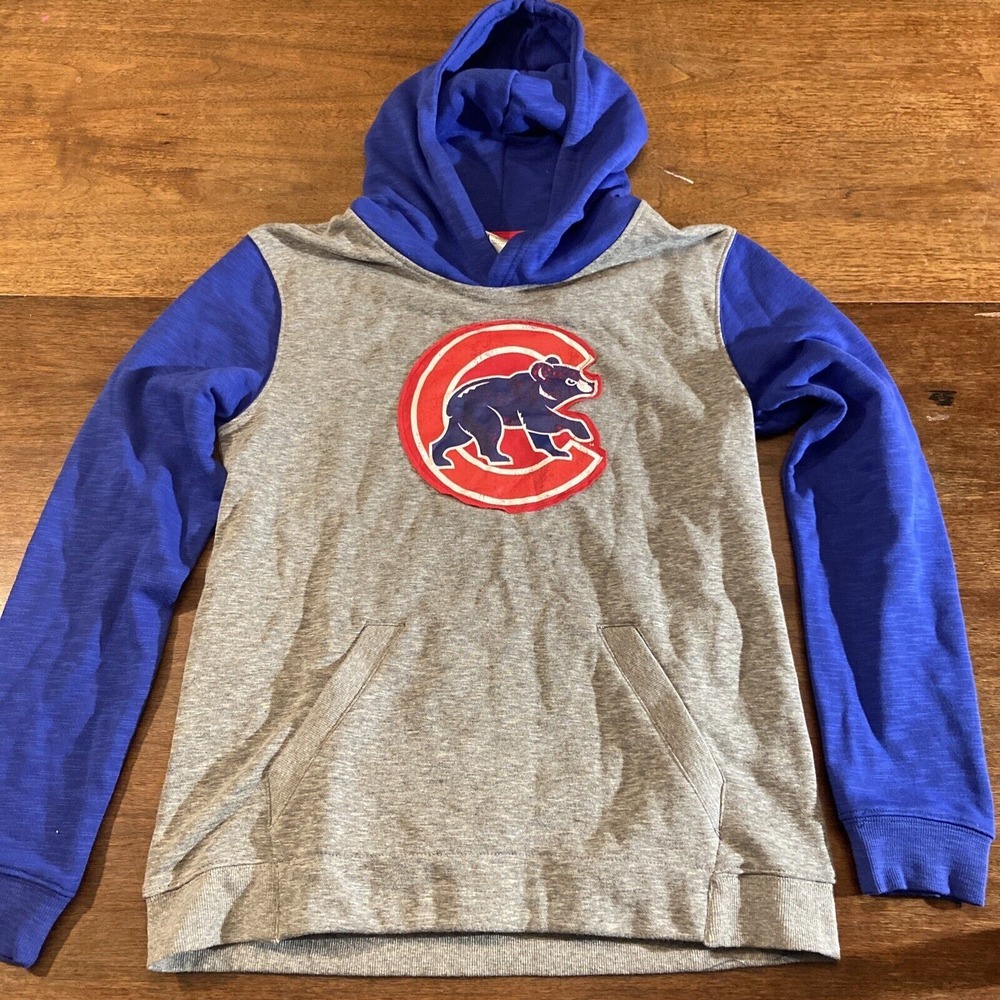 Chicago Cubs Baseball MLB Hooded Sweatshirt Youth‎ Kids XL Gray Blue